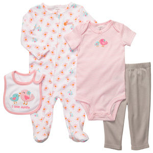 Carters Baby Girl 4-Piece Sleep & Play Set Clothes